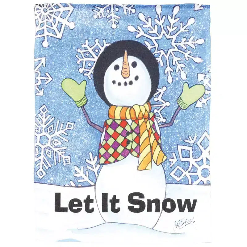 Magnolia Garden Let It Snow Snowman 13 x 18 Inch Polyester Garden Flag