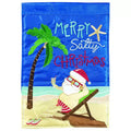 Beach Santa Blue, Red, and Tan 13 X 19 Polyester Outdoor Hanging Garden Flag