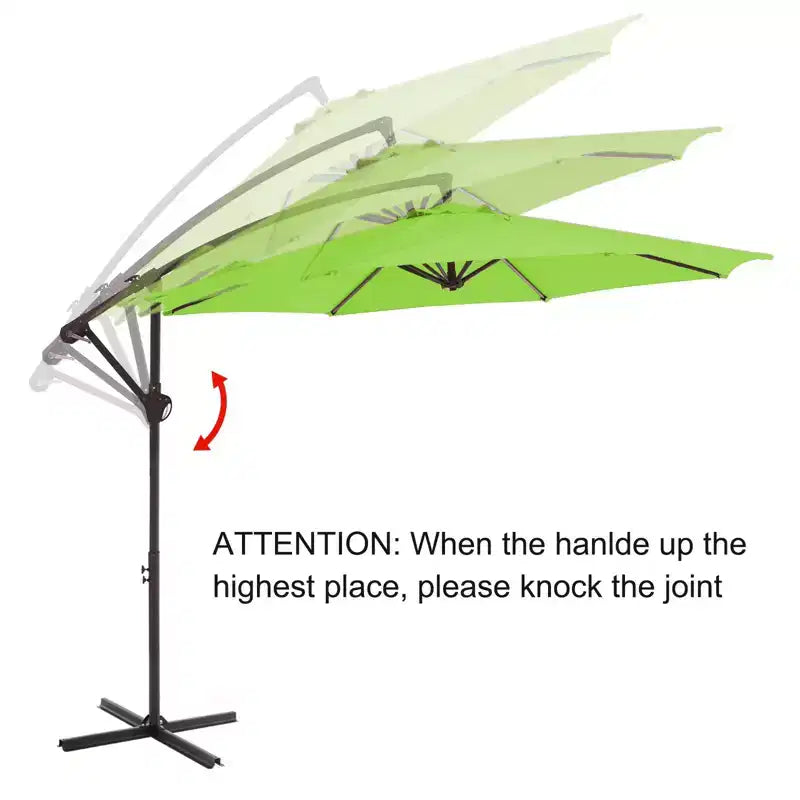 Parasol excentré de 3 m avec pied en croix, parasol suspendu robuste avec manivelle pour terrasse, patio et bord de piscine