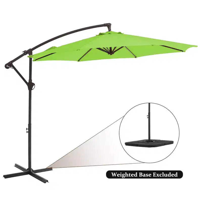 Parasol excentré de 3 m avec pied en croix, parasol suspendu robuste avec manivelle pour terrasse, patio et bord de piscine