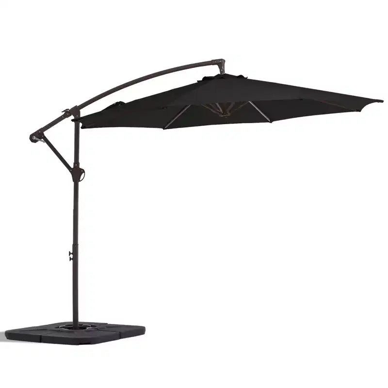 Parasol excentré de 3 m avec pied en croix, parasol suspendu robuste avec manivelle pour terrasse, patio et bord de piscine