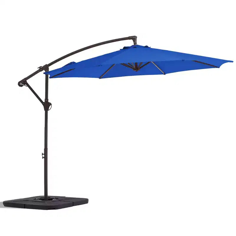 Parasol excentré de 3 m avec pied en croix, parasol suspendu robuste avec manivelle pour terrasse, patio et bord de piscine