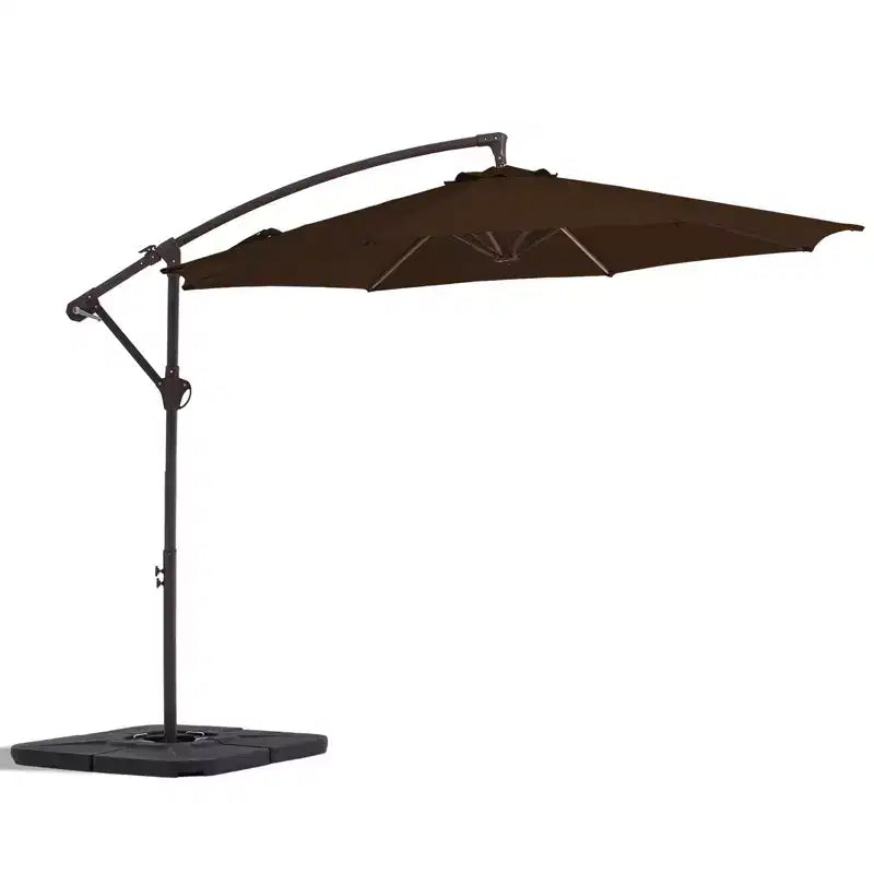Parasol excentré de 3 m avec pied en croix, parasol suspendu robuste avec manivelle pour terrasse, patio et bord de piscine