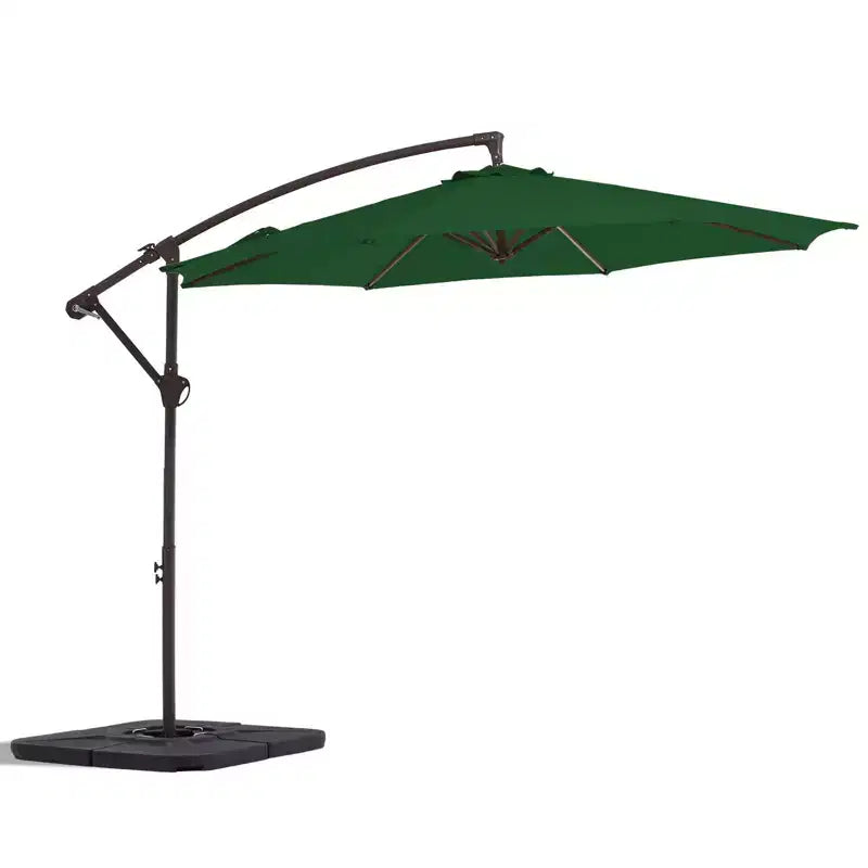 Parasol excentré de 3 m avec pied en croix, parasol suspendu robuste avec manivelle pour terrasse, patio et bord de piscine