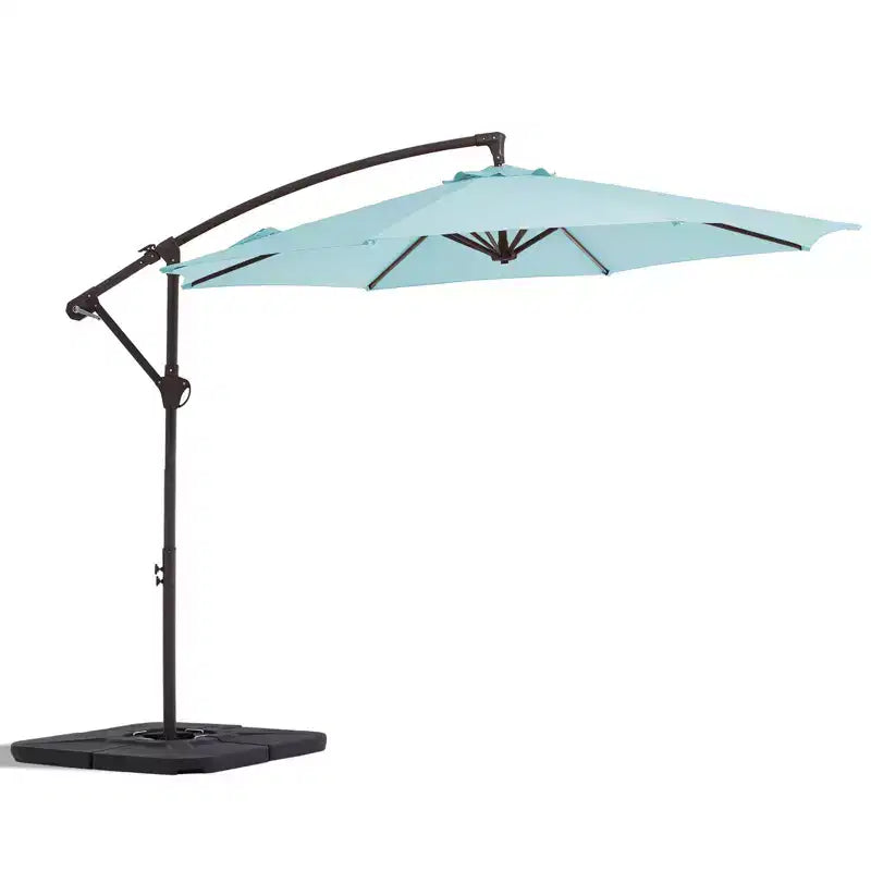 Parasol excentré de 3 m avec pied en croix, parasol suspendu robuste avec manivelle pour terrasse, patio et bord de piscine