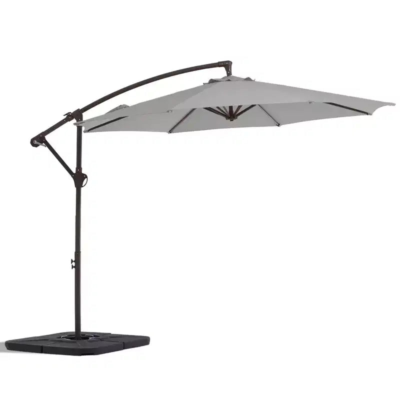 Parasol excentré de 3 m avec pied en croix, parasol suspendu robuste avec manivelle pour terrasse, patio et bord de piscine