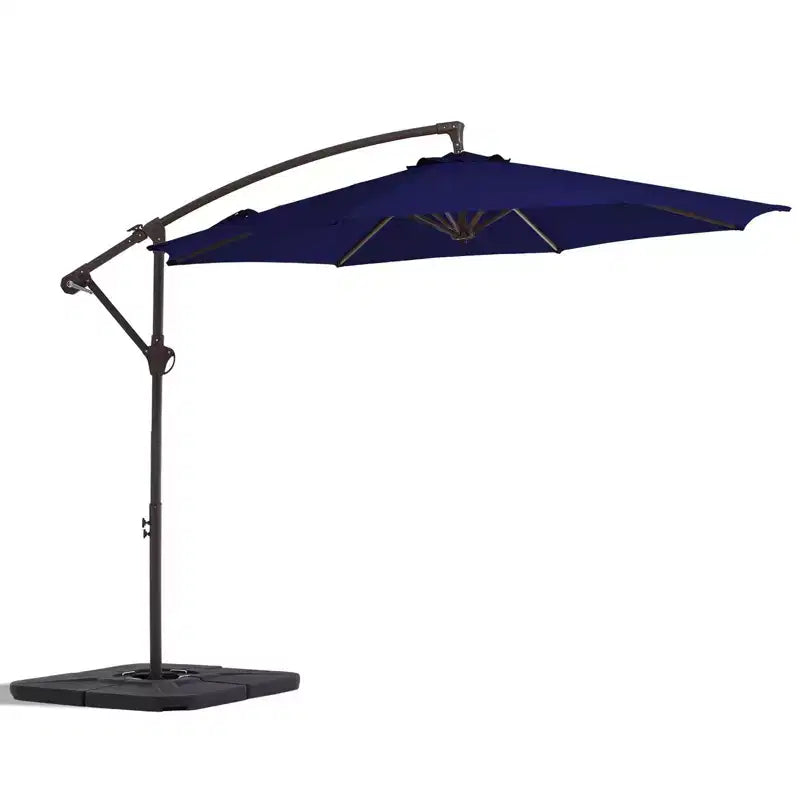 Parasol excentré de 3 m avec pied en croix, parasol suspendu robuste avec manivelle pour terrasse, patio et bord de piscine