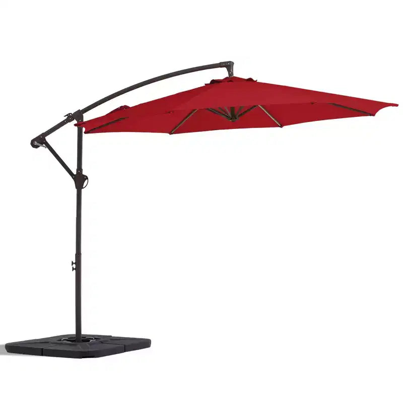Parasol excentré de 3 m avec pied en croix, parasol suspendu robuste avec manivelle pour terrasse, patio et bord de piscine