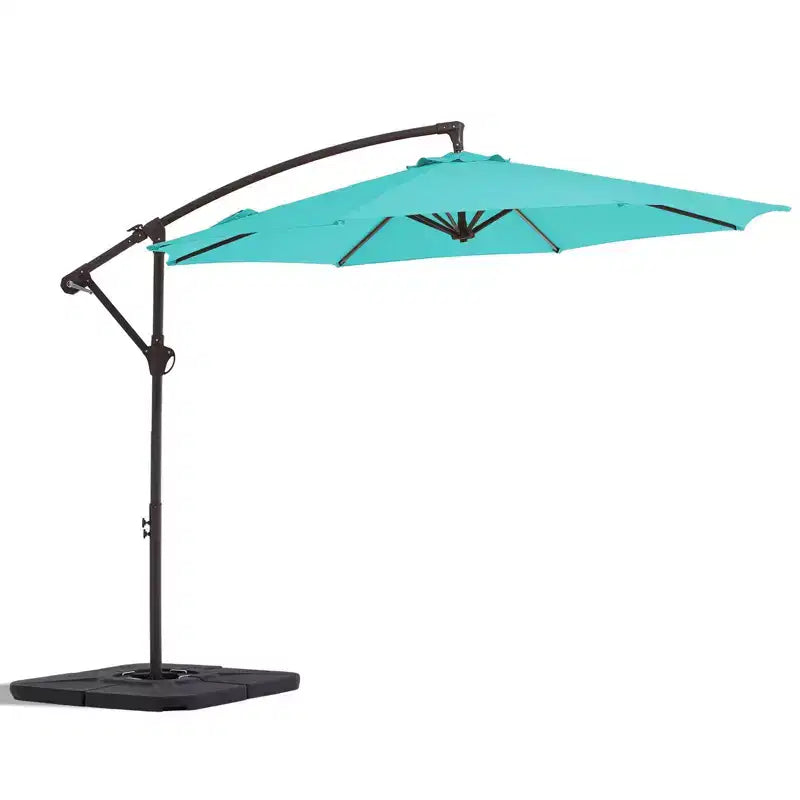 Parasol excentré de 3 m avec pied en croix, parasol suspendu robuste avec manivelle pour terrasse, patio et bord de piscine
