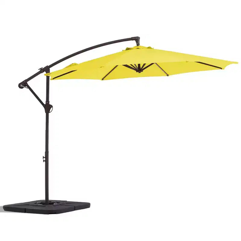 Parasol excentré de 3 m avec pied en croix, parasol suspendu robuste avec manivelle pour terrasse, patio et bord de piscine