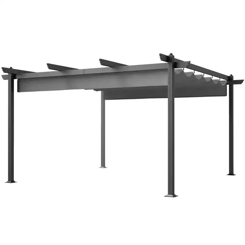 Pergola rétractable 3,96 x 3,96 m, auvent en aluminium pour jardin, patio, arrière-cour, terrasse