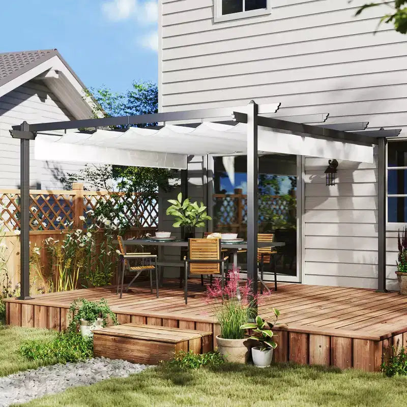 Pergola rétractable 3,96 x 3,96 m, auvent en aluminium pour jardin, patio, arrière-cour, terrasse