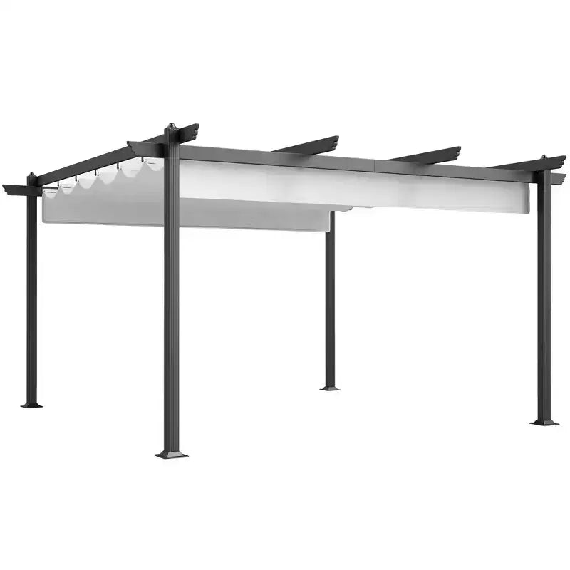 Pergola rétractable 3,96 x 3,96 m, auvent en aluminium pour jardin, patio, arrière-cour, terrasse