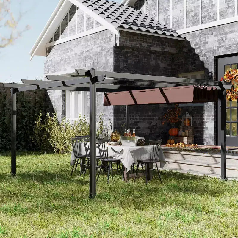 Pergola rétractable 3,96 x 3,96 m, auvent en aluminium pour jardin, patio, arrière-cour, terrasse