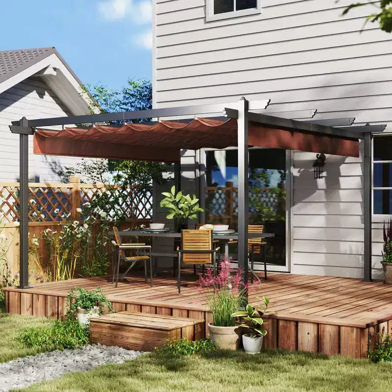 Pergola rétractable 3,96 x 3,96 m, auvent en aluminium pour jardin, patio, arrière-cour, terrasse