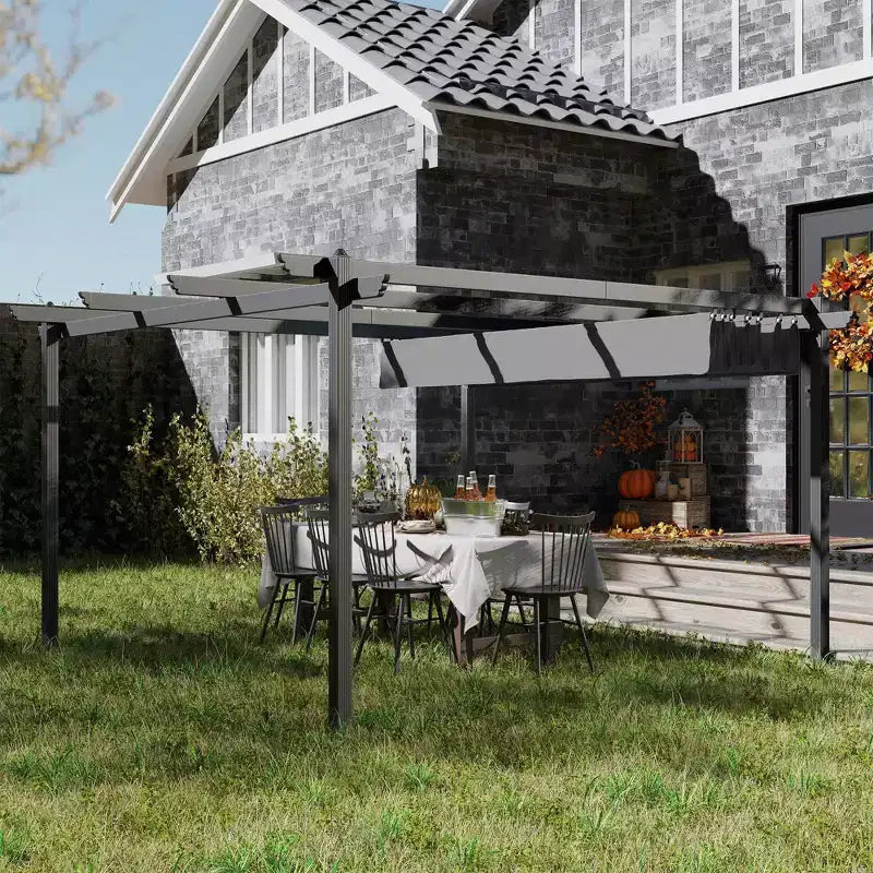Pergola rétractable 3,96 x 3,96 m, auvent en aluminium pour jardin, patio, arrière-cour, terrasse