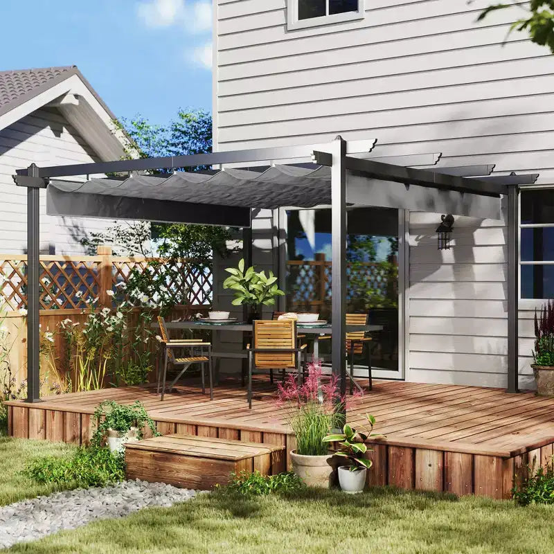 Pergola rétractable 3,96 x 3,96 m, auvent en aluminium pour jardin, patio, arrière-cour, terrasse