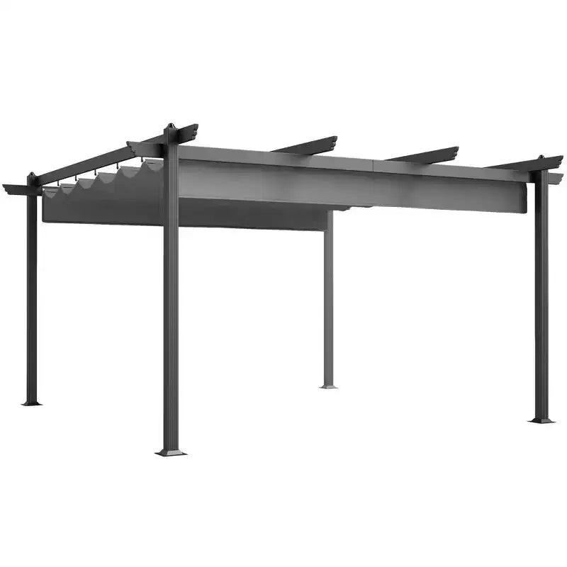 Pergola rétractable 3,96 x 3,96 m, auvent en aluminium pour jardin, patio, arrière-cour, terrasse