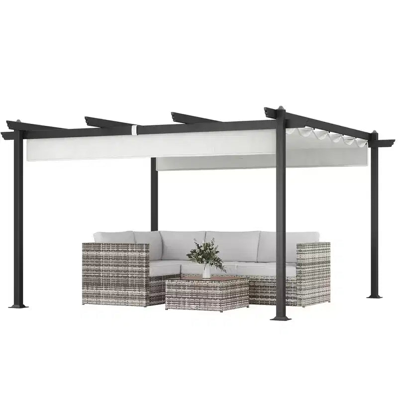 Pergola rétractable 3,96 x 3,96 m, auvent en aluminium pour jardin, patio, arrière-cour, terrasse
