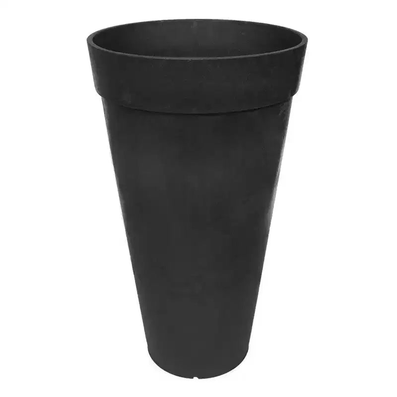 Tierra Verde Aria Indoor Outdoor Self Watering Tall Round Planter, Weatherproof for Patio, Garden, and Porch Use, 15 x 26, Black