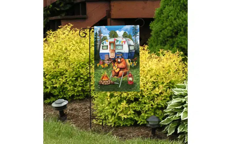 Drapeau de jardin d'été 12x18 pour le camping en plein air Ours pour drapeau de jardin d'été Drapeaux pour l'extérieur