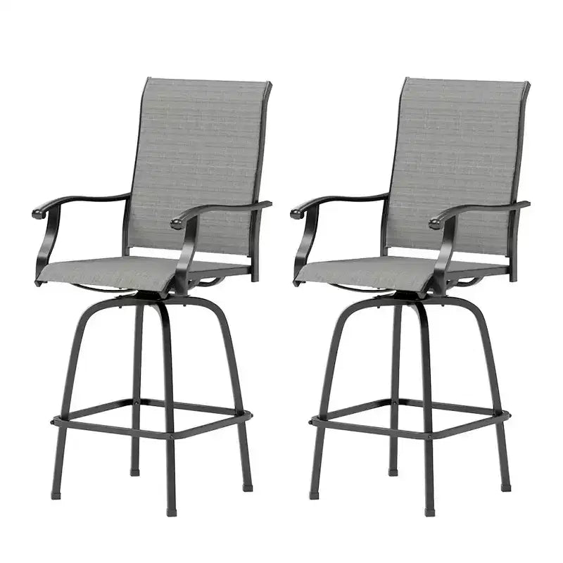 Tabourets de bar d'extérieur respirants avec accoudoirs ondulés et base renforcée