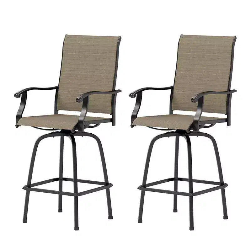 Tabourets de bar d'extérieur respirants avec accoudoirs ondulés et base renforcée