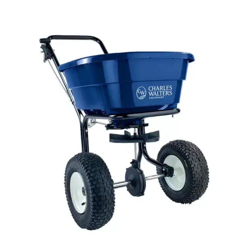 Charles Walters Equipment Landscape Rated Broadcast Spreader with Painted Steel Frame for Spreading Fertilizer and Ice Melt