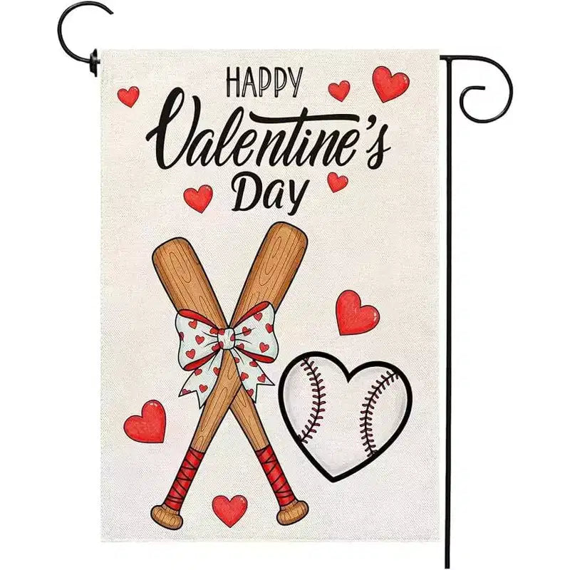 Lomsoe Happy Valentines Day Garden Flag Love Hearts Welcome Yard Flag Anniversary Wedding Party Flag Valentines Gift Decor Single Side 12x18Inch