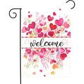 Lomsoe Valentines Day Welcome Garden Flag Red Pink Love Hearts Yard Flag Anniversary Wedding Flag Valentines Gift Decor Single Side 12x18Inch