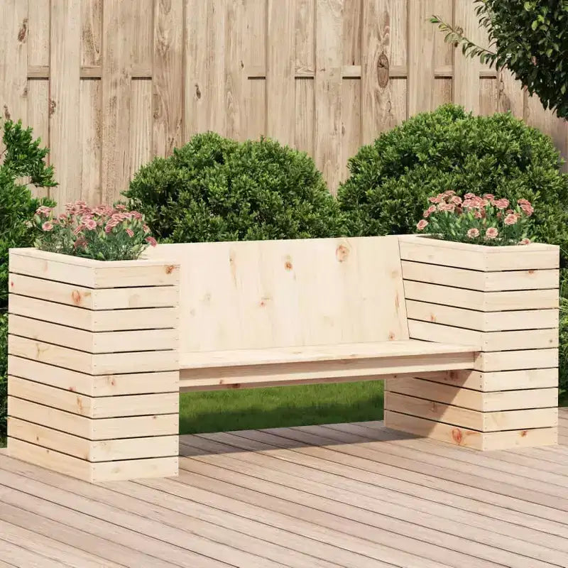 Banc de jardin avec jardinière, mobilier d'extérieur pour balcon, en pin massif