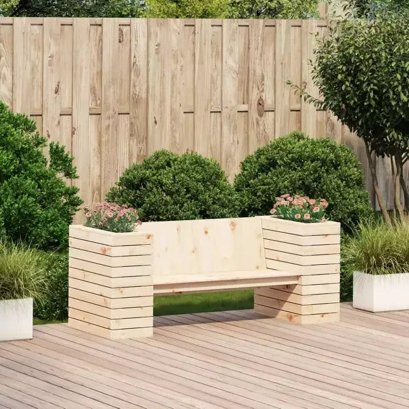 Banc de jardin avec jardinière, mobilier d'extérieur pour balcon, en pin massif