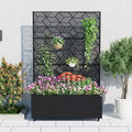 Large Metal Raised Garden Bed Planter Box with Trellis C Deep 15.7 Movable Outdoor Flower Box, Privacy Screen, Drainage Holes