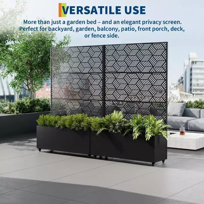 Grande jardinière surélevée en métal avec treillis C profondeur 40 cm, jardinière d'extérieur mobile, brise-vue, trous de drainage