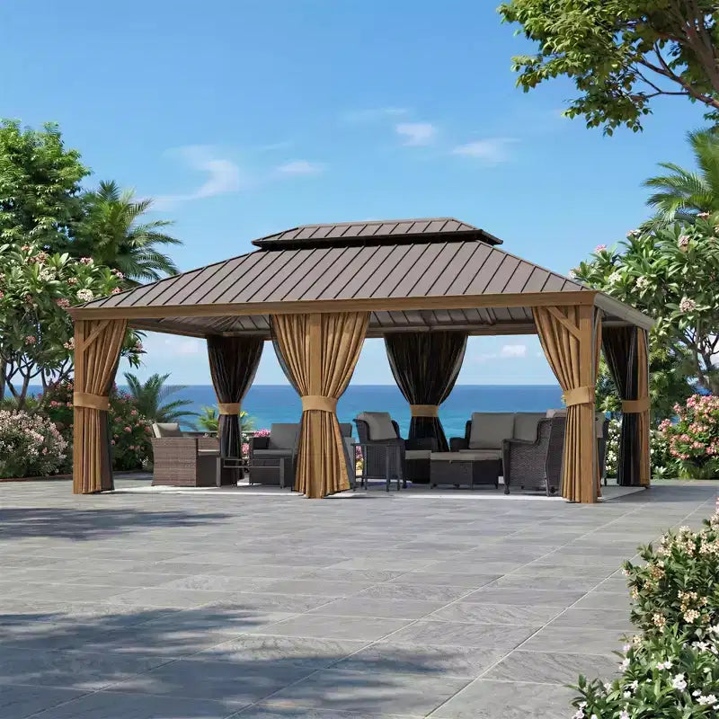 UPTIOT 20'x14' Heavy-Duty Aluminum Gazebo: 2100LBS Capacity, 54mph Windproof & Triple-Layer Curtain System