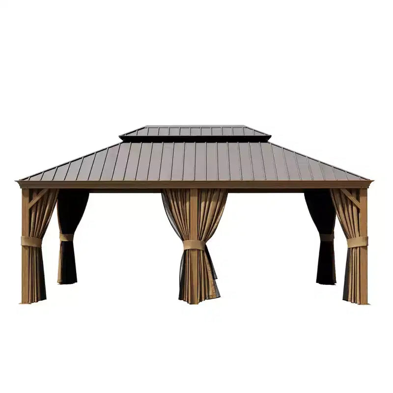 Gazebo en aluminium robuste de 20'x14' : Capacité de 952 kg, résistant aux vents de 87 km/h et système de rideaux à triple épaisseur