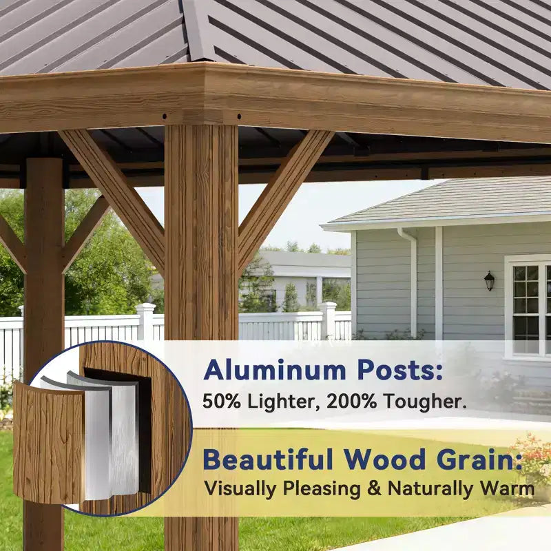 Gazebo en aluminium robuste de 20'x14' : Capacité de 952 kg, résistant aux vents de 87 km/h et système de rideaux à triple épaisseur