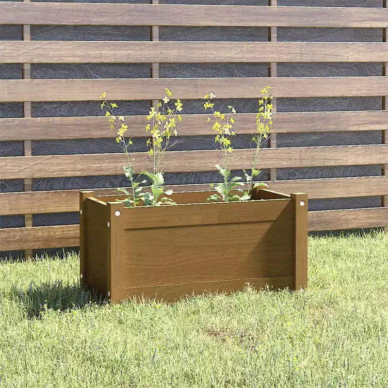 Jardinière décorative de patio, boîte à fleurs extérieure en bois massif de pin
