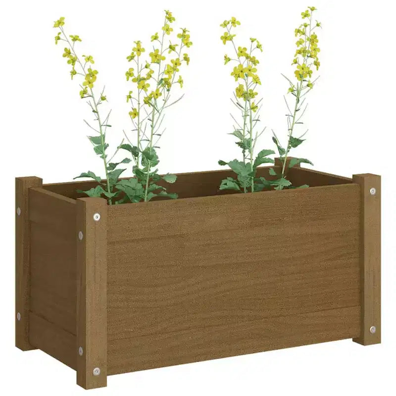 Jardinière décorative de patio, boîte à fleurs extérieure en bois massif de pin