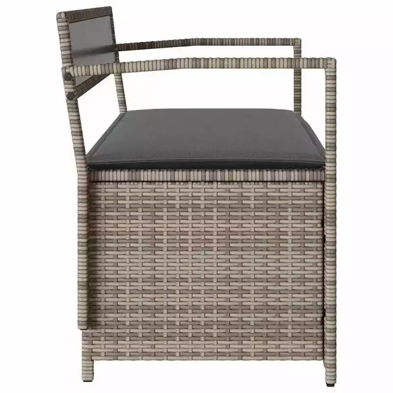 Banc de rangement de jardin en rotin synthétique, acier thermolaqué, contreplaqué