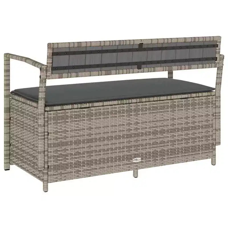 Banc de rangement de jardin en rotin synthétique, acier thermolaqué, contreplaqué