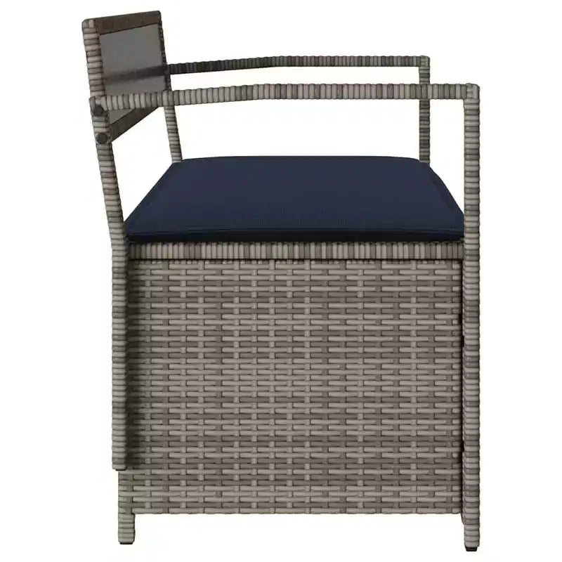 Banc de rangement de jardin en rotin synthétique, acier thermolaqué, contreplaqué