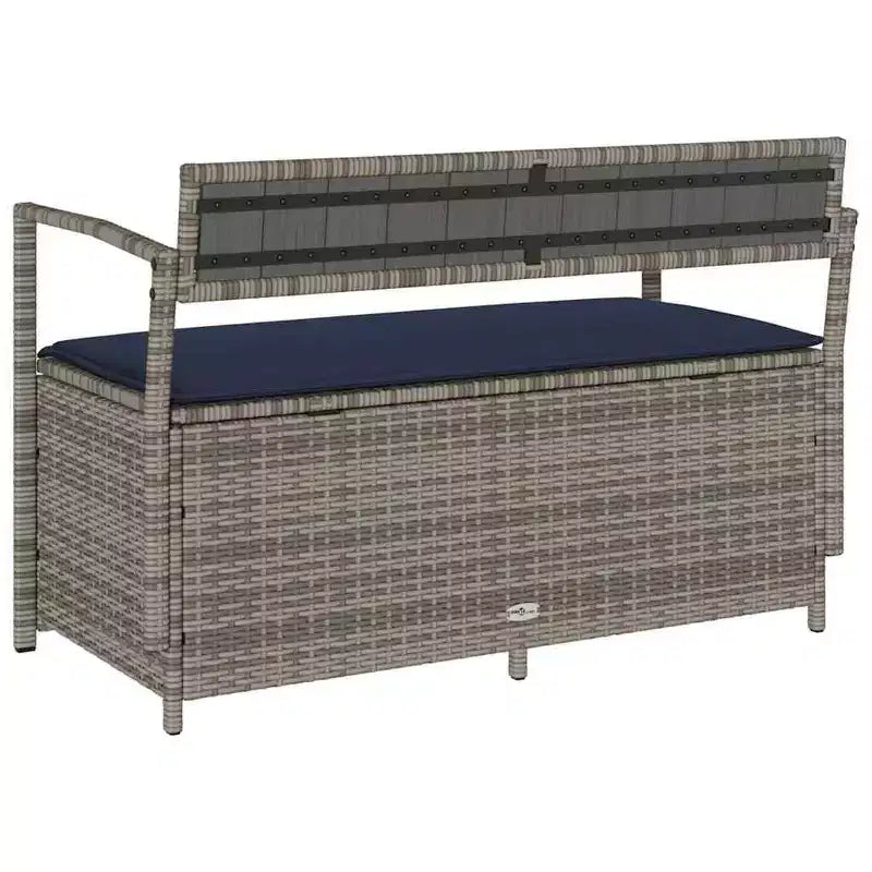Banc de rangement de jardin en rotin synthétique, acier thermolaqué, contreplaqué