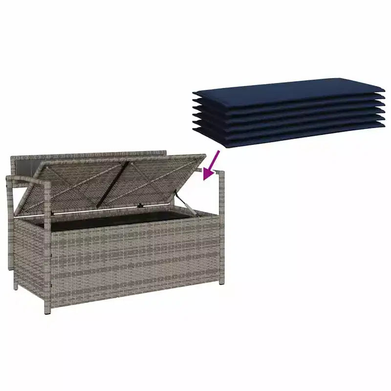 Banc de rangement de jardin en rotin synthétique, acier thermolaqué, contreplaqué