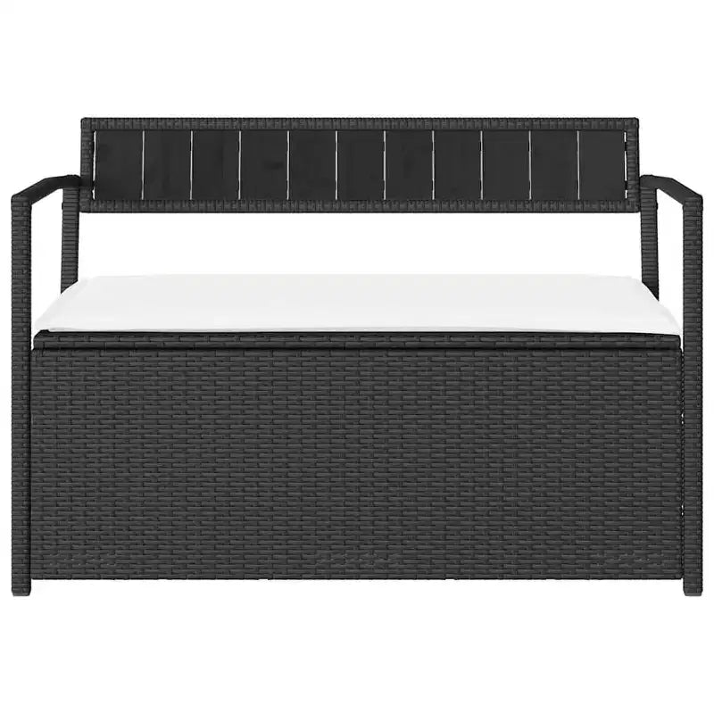 Banc de rangement de jardin en rotin synthétique, acier thermolaqué, contreplaqué