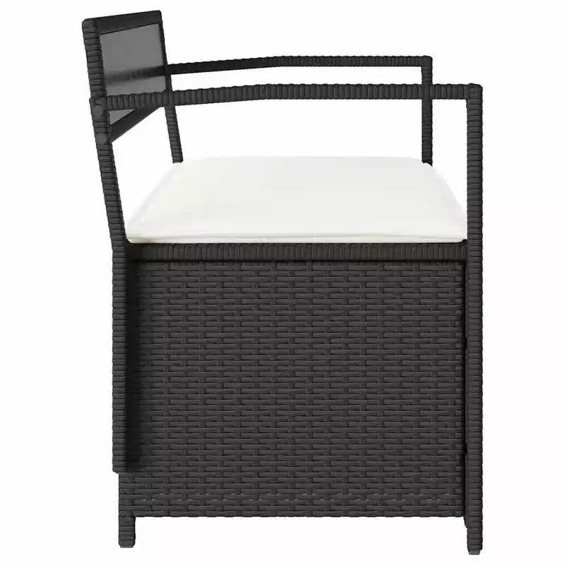 Banc de rangement de jardin en rotin synthétique, acier thermolaqué, contreplaqué
