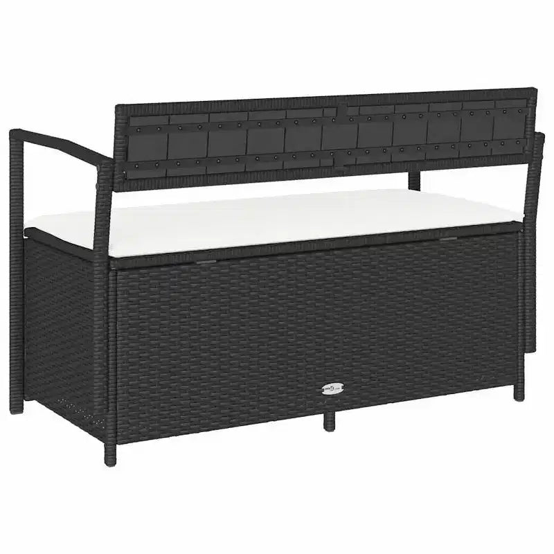 Banc de rangement de jardin en rotin synthétique, acier thermolaqué, contreplaqué