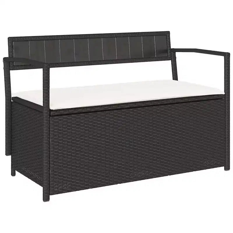 vidaXL Garden Storage Bench PE rattan, powder-coated steel, plywood