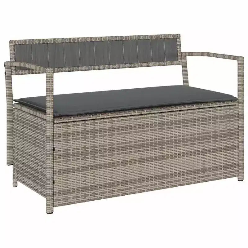 Banc de rangement de jardin en rotin synthétique, acier thermolaqué, contreplaqué