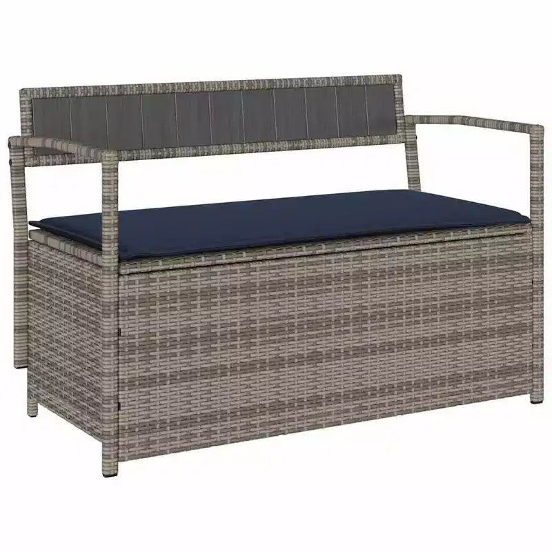 Banc de rangement de jardin en rotin synthétique, acier thermolaqué, contreplaqué